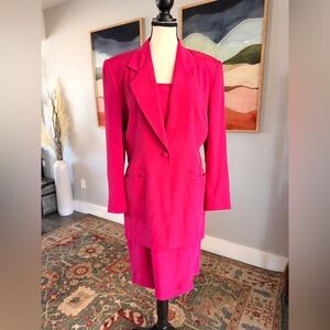 Patrick Collection Silk Fuchsia Pink Dress and Jacket Set